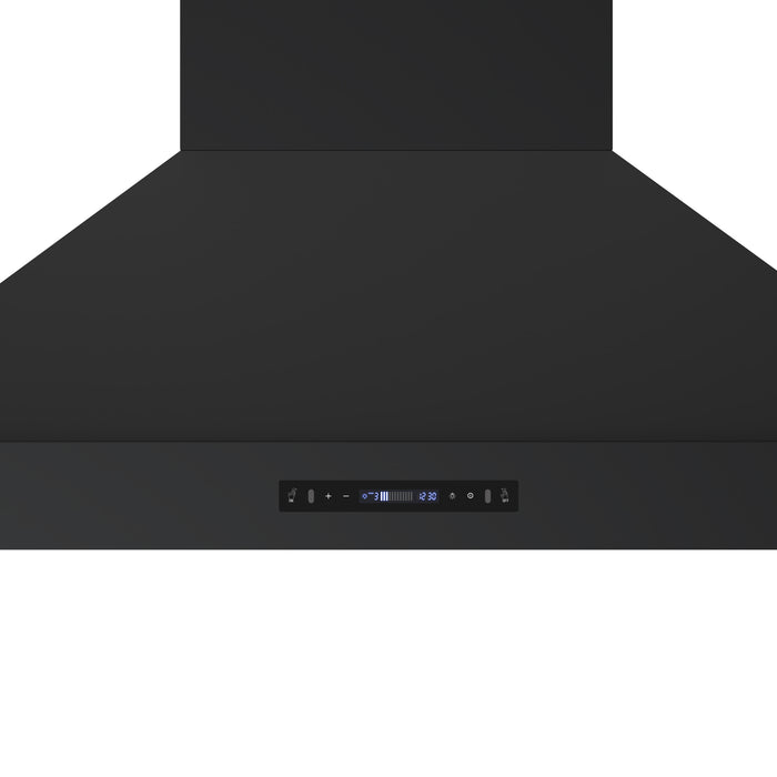 Forno Venezia 48 Inch Wall-Mounted Range Hood in Black with Antique Brass Accessories, Touch Controls and Baffle Filters