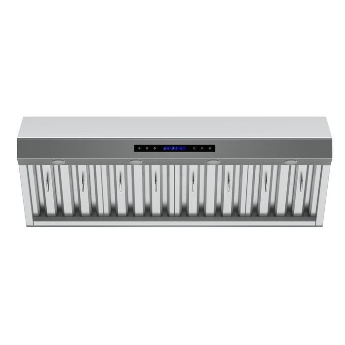 Forno Palazzo 48-Inch Wall Mounted Range Hood, Stainless Steel, Heavy Duty Baffle Filters, Remote Control