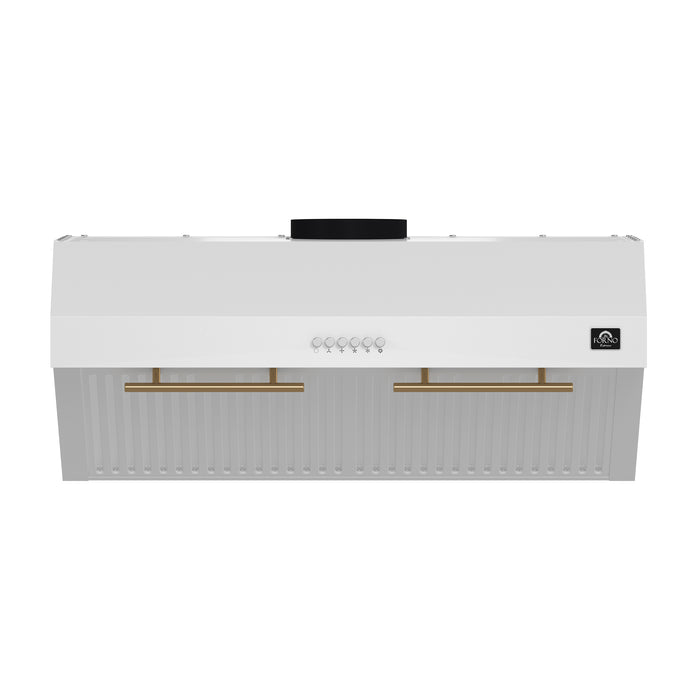 Forno Bari Espresso 30-Inch Under Cabinet Range Hood, White, 600 CFM, LED Lighting, Dishwasher-Safe Baffle Filters, 3-Speed Fan Control