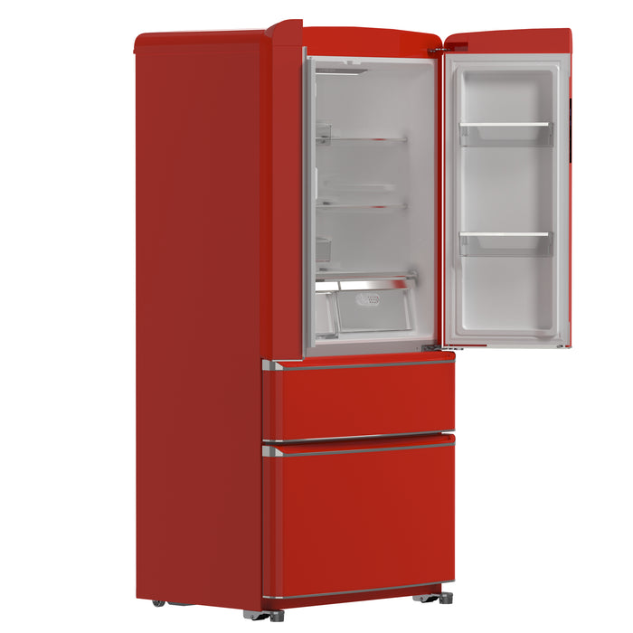 Forno Luigi 33-Inch French Door Refrigerator, 18 cu.ft, Red Finish, Handle-Free Design, ENERGY STAR Certified