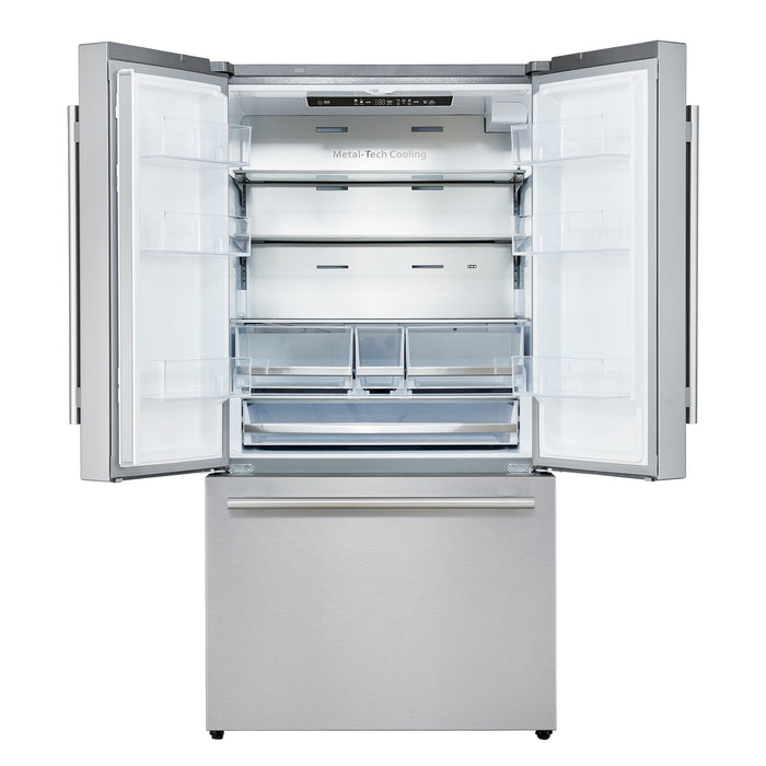 Forno Aosta  French Door Refrigerator, Stainless Steel, 22.4 cu.ft, External Water Dispenser, Automatic Ice Maker, ENERGY STAR Certified