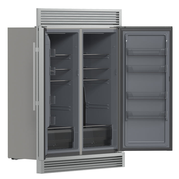 Forno Fortezza 60 Inch Convertible Refrigerator/Freezer with Trim Grill, Stainless Steel, Total No Frost, with Automatic Ice Maker