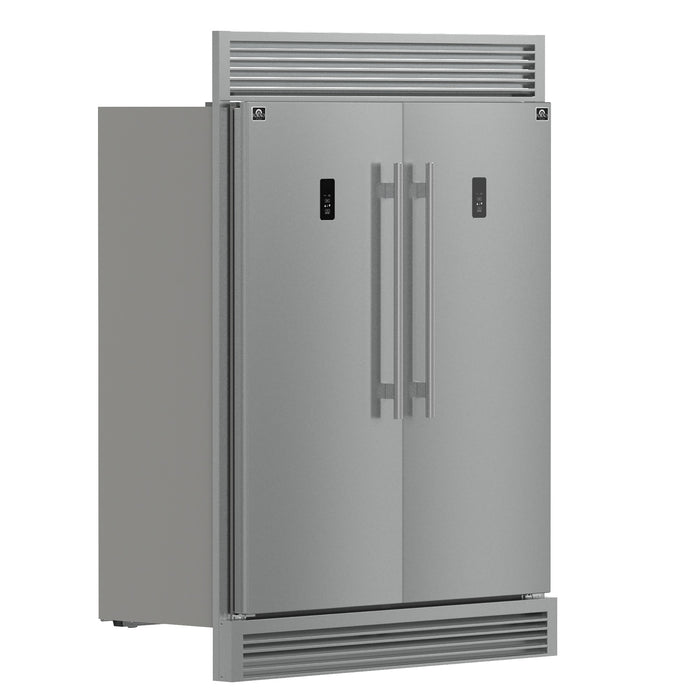 Forno Fortezza 60 Inch Convertible Refrigerator/Freezer with Trim Grill, Stainless Steel, Total No Frost, with Automatic Ice Maker