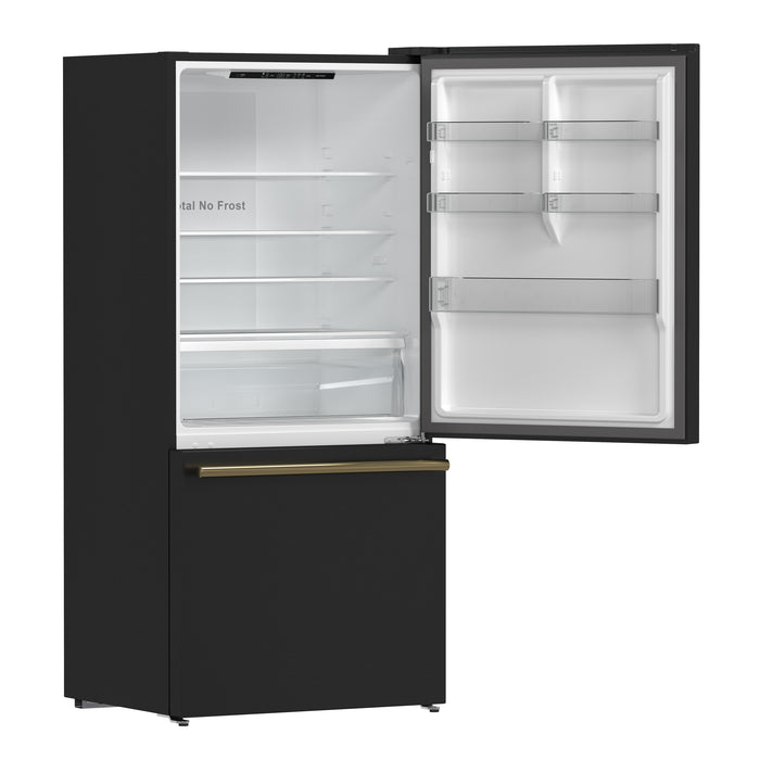 Forno Milano Espresso 31-Inch Bottom Freezer Refrigerator, Black, 17.2 cu.ft Capacity, Energy Efficient