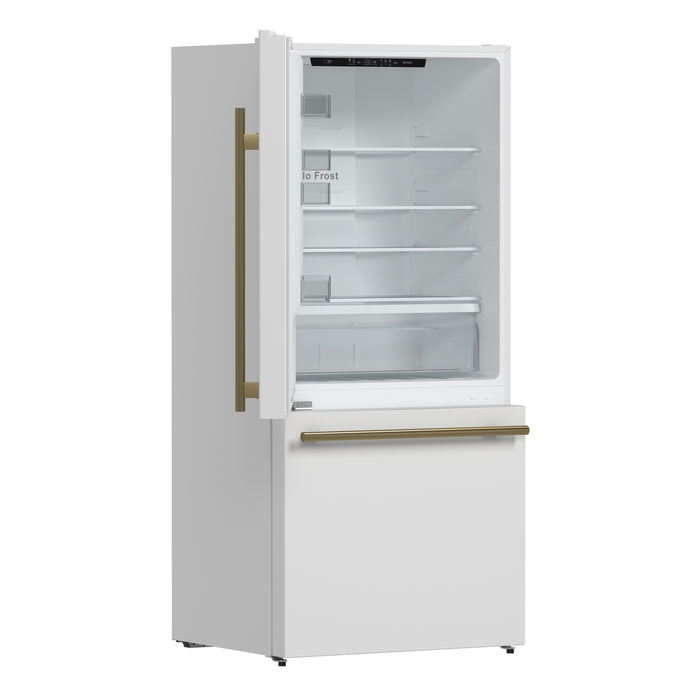 Forno Milano Espresso 31-Inch White French Door Refrigerator, Bottom Freezer, 17.2 Cu. Ft., Energy-Efficient, No Frost, Built-In Ice Maker