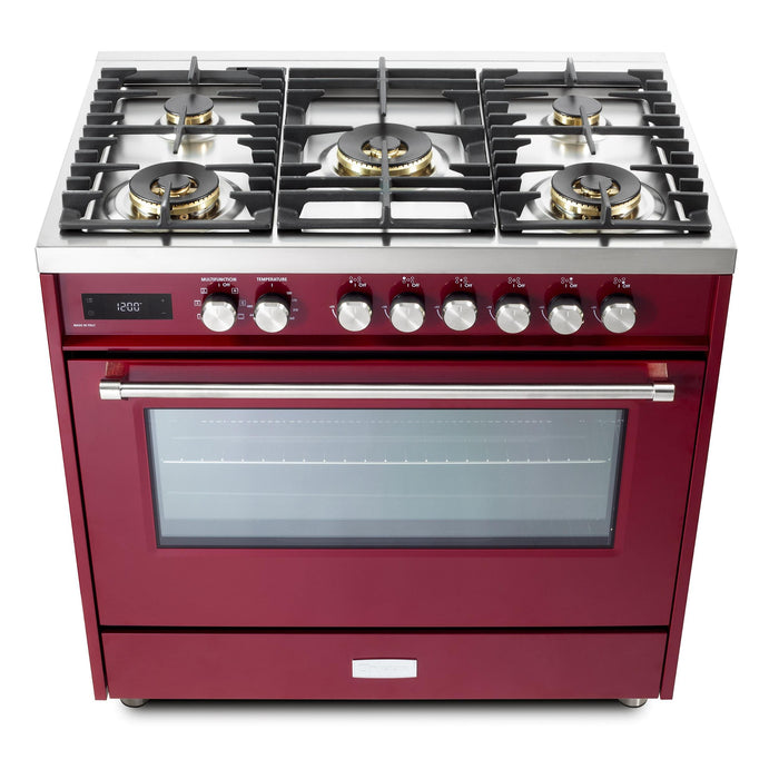 Verona Ultima 36-Inch 5.0 Cu. Ft. Colored Dual Fuel Freestanding Range with Five Brass Burners and Dual Convection Oven