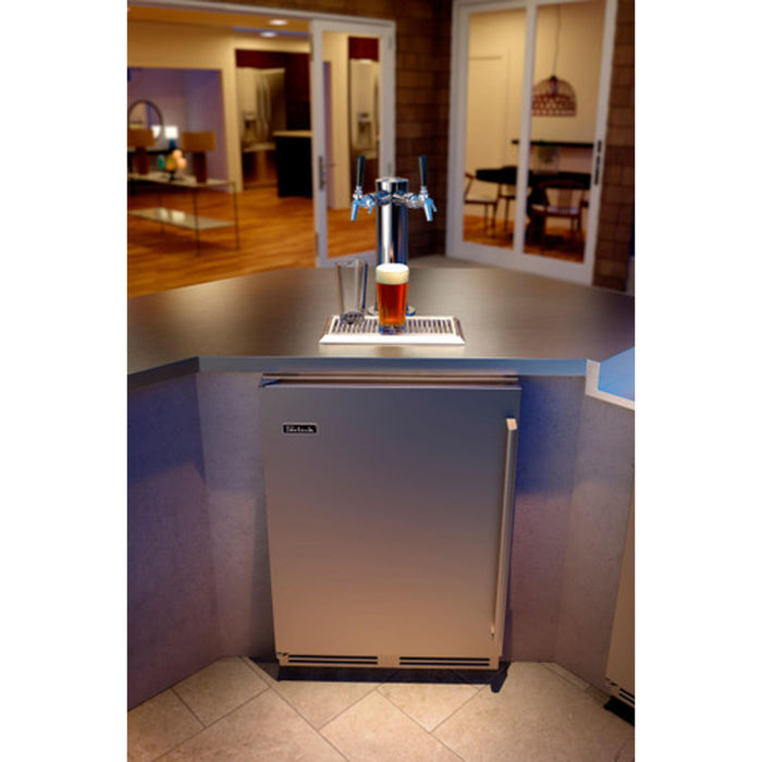 Perlil Signature Series 2.8 cu.ft Indoor Dual-Zone Beverage Center w/ Stainless Steel Glass Door, Hinge Right, Lockable