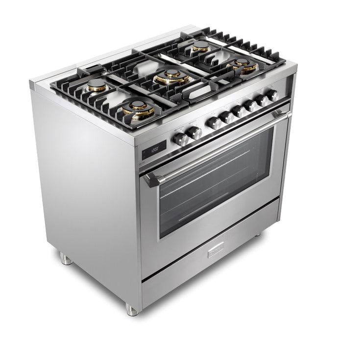 Verona Ultima 36-Inch 5.0 Cu. Ft. Colored Dual Fuel Freestanding Range with Five Brass Burners and Dual Convection Oven