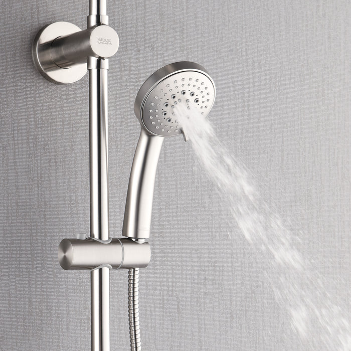 Forno Acqua AcquaSPA Retrofit Shower, Overhead Rainfall Shower, Handheld Shower Head, Body Jets, 6 Way Diverter, Brushed Nickel Finish, 1.8 GPM Flow Rate
