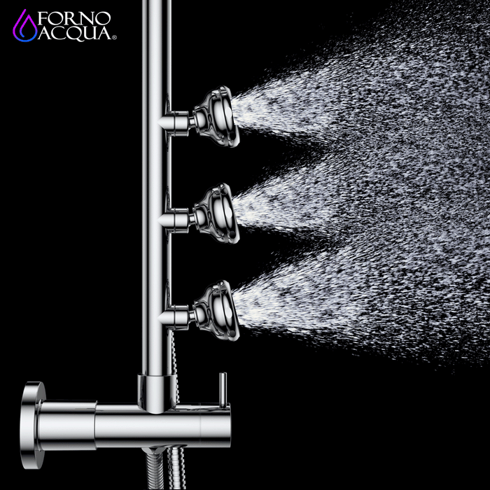 Forno Acqua AcquaSPA Retrofit Shower, Overhead Rainfall Shower, Handheld Shower Head, Body Jets, 6 Way Diverter, Brushed Nickel Finish, 1.8 GPM Flow Rate