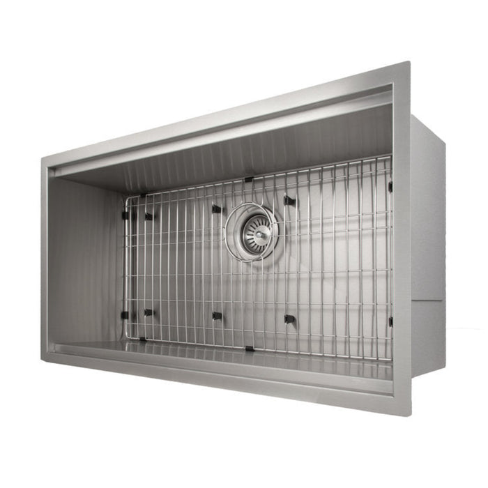 ZLINE 33" Garmisch Undermount Single Bowl Stainless Steel Kitchen Sink with Bottom Grid and Accessories (