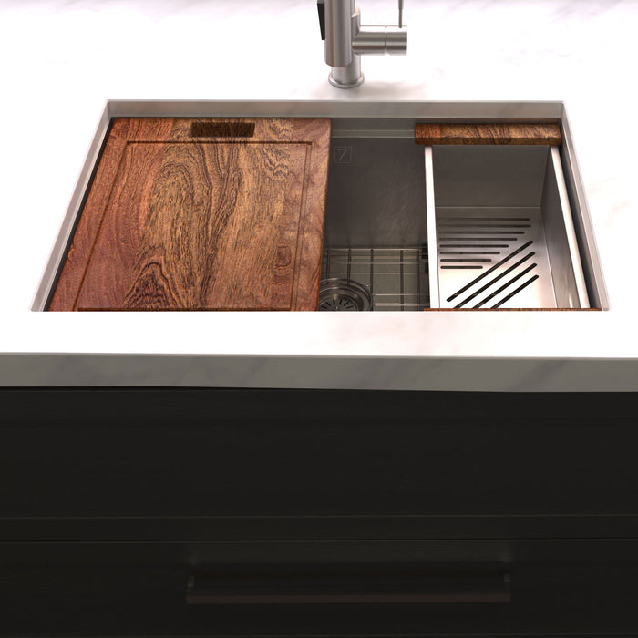 ZLINE 33" Garmisch Undermount Single Bowl Kitchen Sink with Bottom Grid and Accessories
