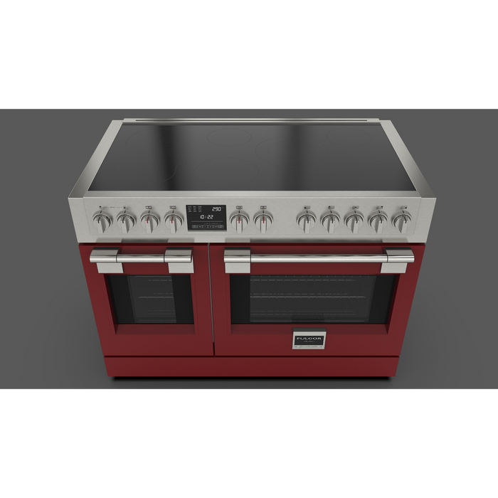 Fulgor Milano Sofia Pro 48-Inch Freestanding Induction Range, 600 Series, 7 Quantum Induction Burners (5 Zones + 2-Zone Bridge), 30-Inch Primary Oven, 18-Inch Companion Oven, Self-Clean, Soft-Close Door