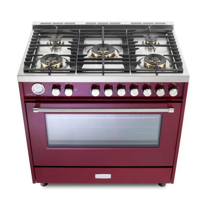 Verona Ultima 36-Inch 5.0 Cu. Ft. Colored Freestanding All Gas Range with Five Brass Burners, Dual Convection, and Air Fry