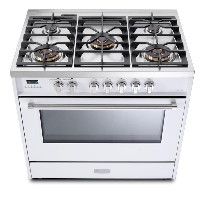 Verona 36-Inch 5.0 Cu. Ft. Colored Designer Series Dual Fuel Range with Five Sealed Burners and True European Convection Oven