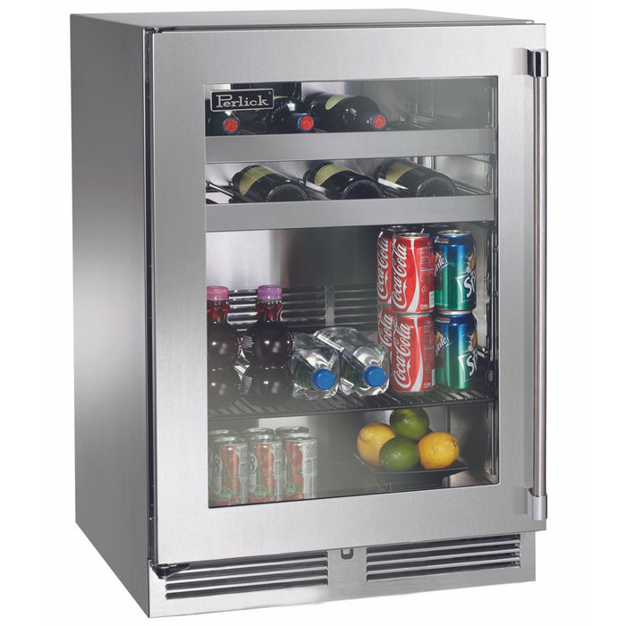 Perlick Signature Series 3.1 cu.ft Depth Indoor Dual-Zone Refrigerator/Wine Reserve w/ Fully Integrated Panel-Ready Glass Door, Hinge Right, w/ Lock