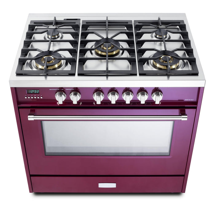 Verona 36-Inch 5.0 Cu. Ft. Colored Designer Series Dual Fuel Range with Five Sealed Burners and True European Convection Oven