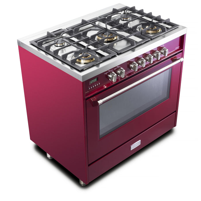 Verona 36-Inch 5.0 Cu. Ft. Colored Designer Series Dual Fuel Range with Five Sealed Burners and True European Convection Oven