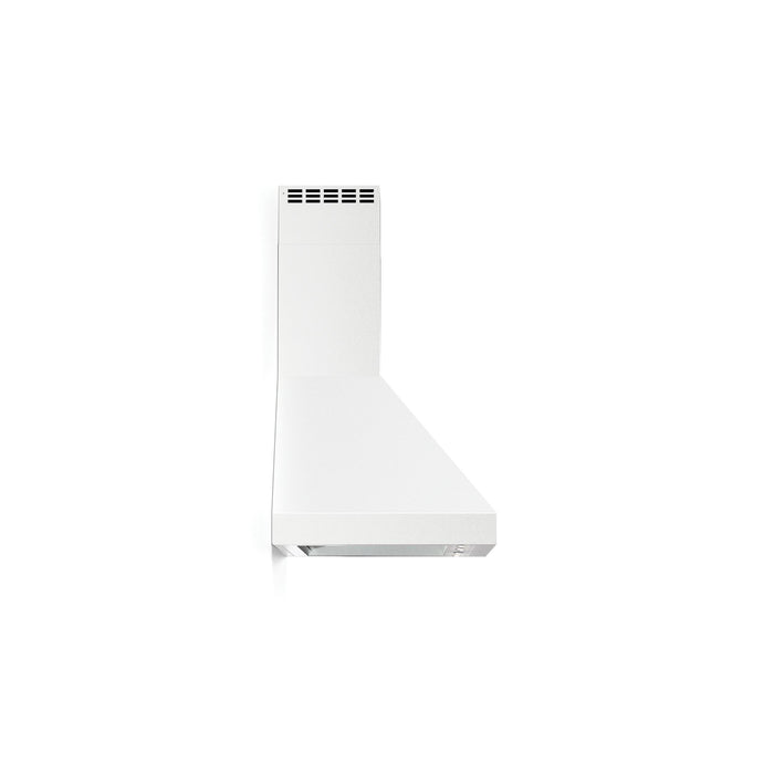Verona 36-Inch Designer Series White Chimney Wall Mount Range Hood with 600 CFM, 4 Speed Fan and LED Lighting