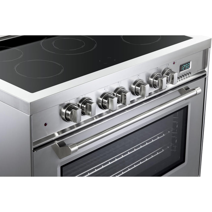 Verona Prestige 36-Inch Freestanding Stainless Steel Electric Range With 5 Burners, 4.0 Cu. Ft. Convection Oven, Sleek Glass Cooktop And High Power Burners