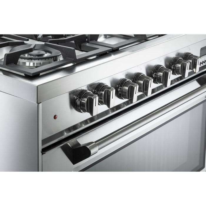 Verona Prestige 36-Inch Freestanding Stainless Steel Dual Fuel Range With 5 Burners, 4.0 Cu. Ft. Electric Convection Oven And High Powered Gas Burners