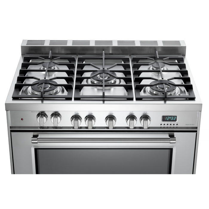 Verona Prestige 36-Inch Freestanding Stainless Steel Dual Fuel Range With 5 Burners, 4.0 Cu. Ft. Electric Convection Oven And High Powered Gas Burners