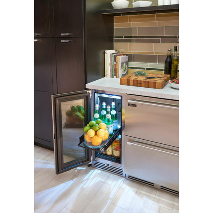 Perlock Signature Series 15" Indoor Dual-Zone Beverage Center w/ Fully Integrated Panel-Ready Glass Door, Hinge Right, w/ Lock