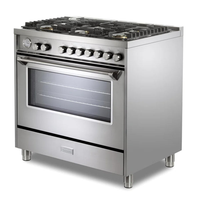 Verona Ultima 36-Inch 5.0 Cu. Ft. Colored Freestanding All Gas Range with Five Brass Burners, Dual Convection, and Air Fry