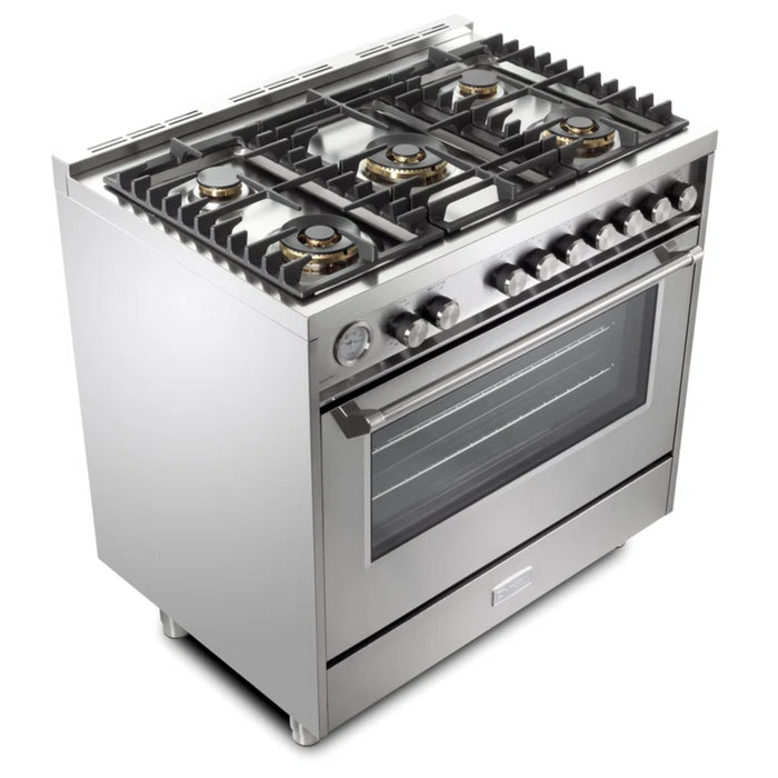 Verona Ultima 36-Inch 5.0 Cu. Ft. Colored Freestanding All Gas Range with Five Brass Burners, Dual Convection, and Air Fry