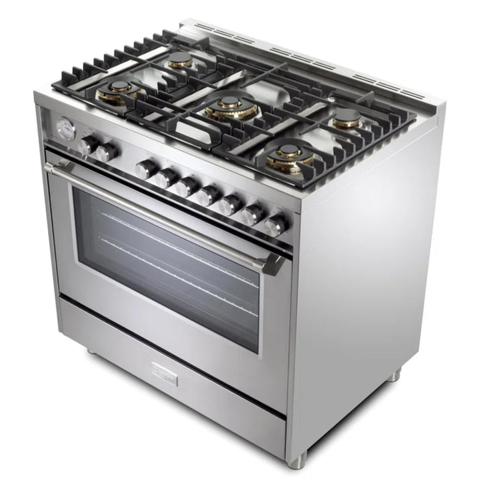 Verona Ultima 36-Inch 5.0 Cu. Ft. Colored Freestanding All Gas Range with Five Brass Burners, Dual Convection, and Air Fry