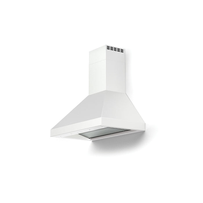Verona 36-Inch Designer Series White Chimney Wall Mount Range Hood with 600 CFM, 4 Speed Fan and LED Lighting