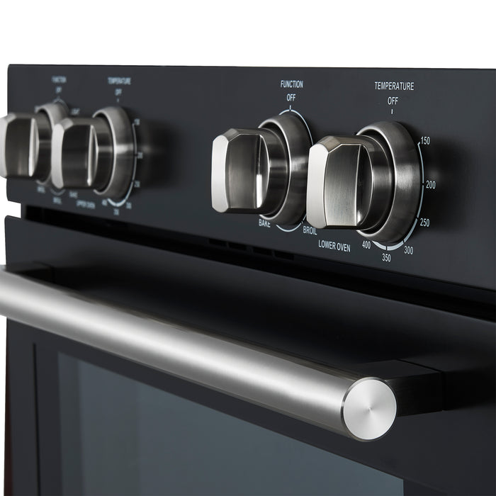 Forno Vomero 30-Inch Double Wall Oven, Black, 10 cu.ft Total Capacity, 7100W Convection, Mechanical Controls, Manuel Steam Clean