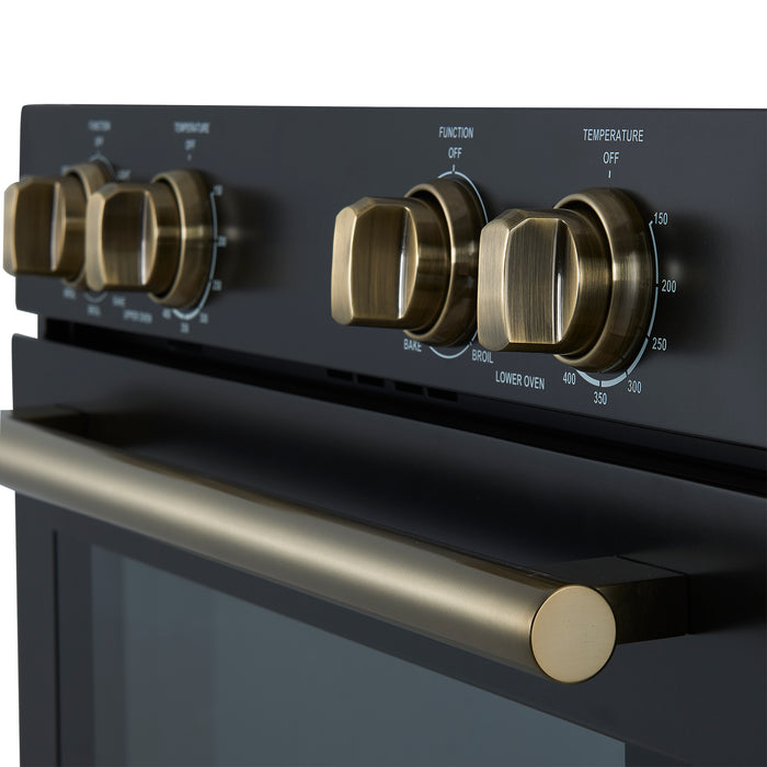 Forno Vomero 30-Inch Double Wall Oven, Black, 10 cu.ft Total Capacity, 7100W Convection, Mechanical Controls, Manuel Steam Clean