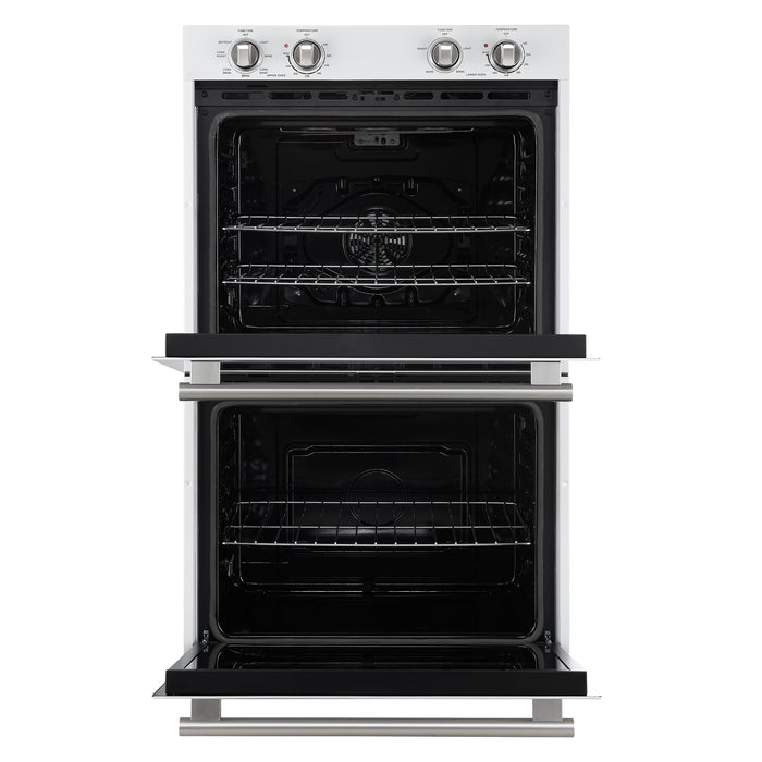 Forno Vomero 30-Inch Double Wall Oven, White, 10 cu.ft Total Capacity, 7100W Convection, Mechanical Controls, Manuel Steam Clean
