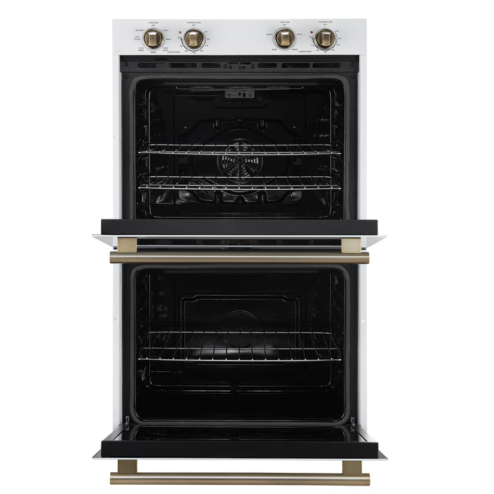 Forno Vomero 30-Inch Double Wall Oven, White, 10 cu.ft Total Capacity, 7100W Convection, Mechanical Controls, Manuel Steam Clean