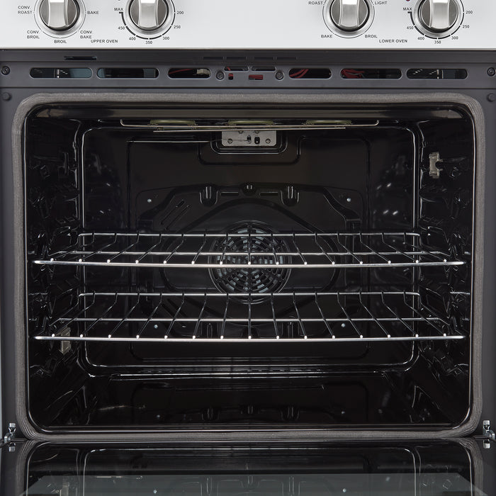 Forno Vomero 30-Inch Double Wall Oven, White, 10 cu.ft Total Capacity, 7100W Convection, Mechanical Controls, Manuel Steam Clean