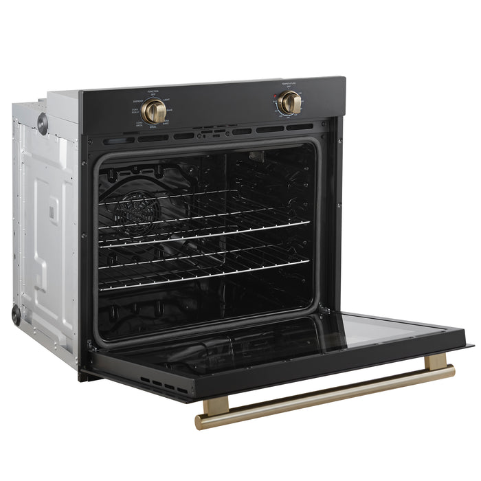 Forno Vomero 30-Inch Wall Oven, Black, 5 cu.ft Capacity, 3550 Watts Convection, Mechanical Controls, Manuel Steam Clean