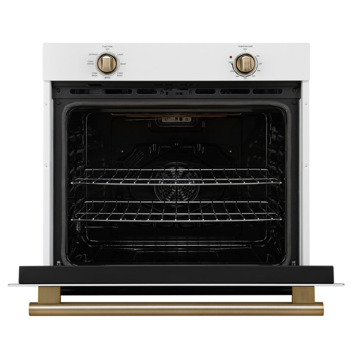 Forno Vomero 30-Inch Wall Oven, White, 5 cu.ft Capacity, 3550 Watts Convection, Mechanical Controls, Manuel Steam Clean