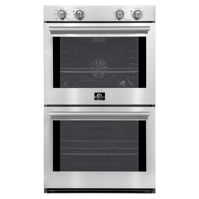 Forno Vomero 30-Inch Double Wall Oven, Stainless Steel, 10 cu.ft Total Capacity, 7100W Convection, Mechanical Controls, Self-Cleaning Function