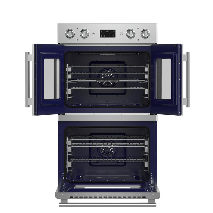 Forno Gallico 30-Inch Electric French Door Double Oven, Stainless Steel, Convection Cooking, Touch Control Panel, Self-Cleaning Function