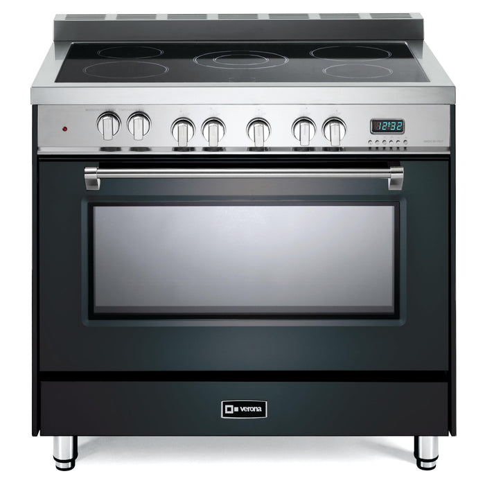 Verona Prestige 36-Inch Freestanding Matte Black Electric Range With 5 Burners, 4.0 Cu. Ft. Convection Oven Sleek Glass Cooktop And High Power Burners