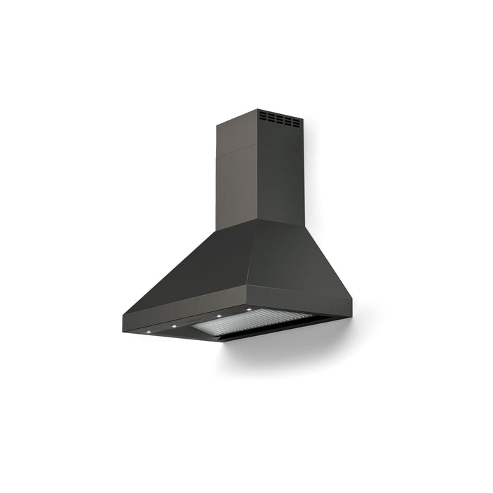 Verona 36-Inch Designer Series Matte Black Chimney Wall Mount Range Hood with 600 CFM, 4 Speed Fan and LED Lighting