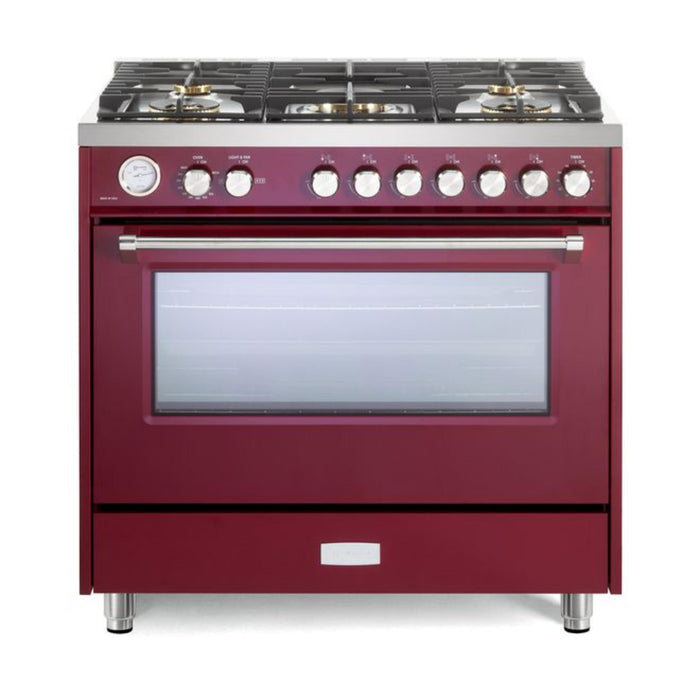 Verona Ultima 36-Inch 5.0 Cu. Ft. Colored Freestanding All Gas Range with Five Brass Burners, Dual Convection, and Air Fry