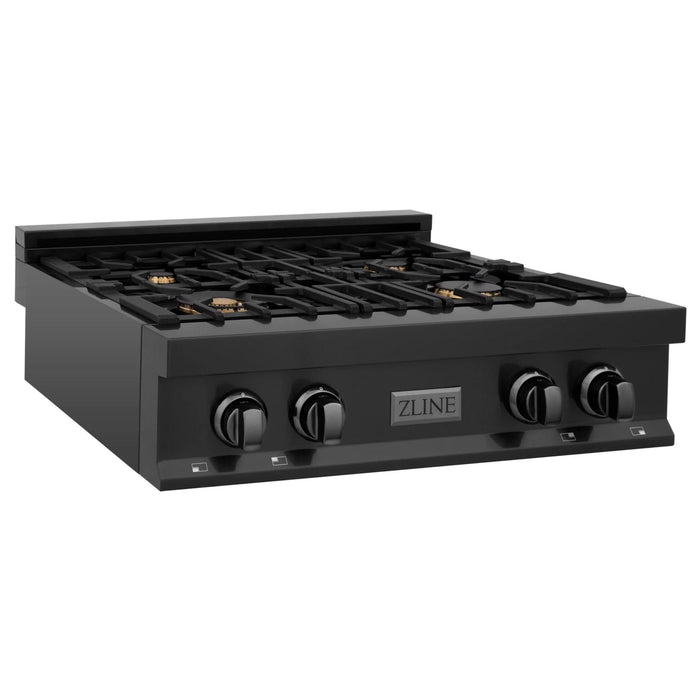 ZLINE Legacy Gas Rangetops Black Stainless with Brass Burners – 30", 36", & 48"