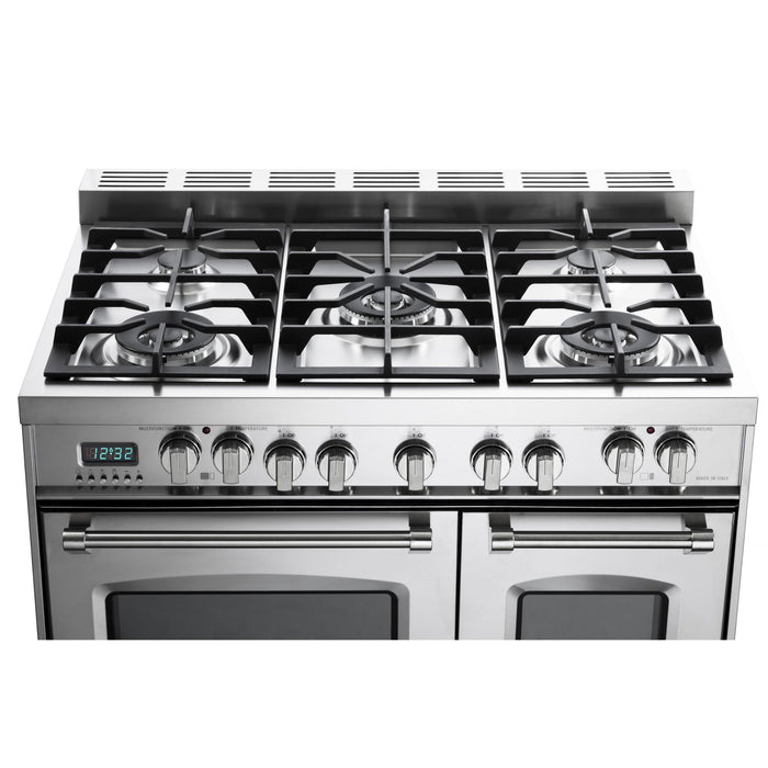 Verona Prestige 36-Inch Freestanding Stainless Steel Dual Fuel Double Oven Range With 5 Burners, 3.9 Cu. Ft. Total Capacity Convection Oven And Precision Cooking