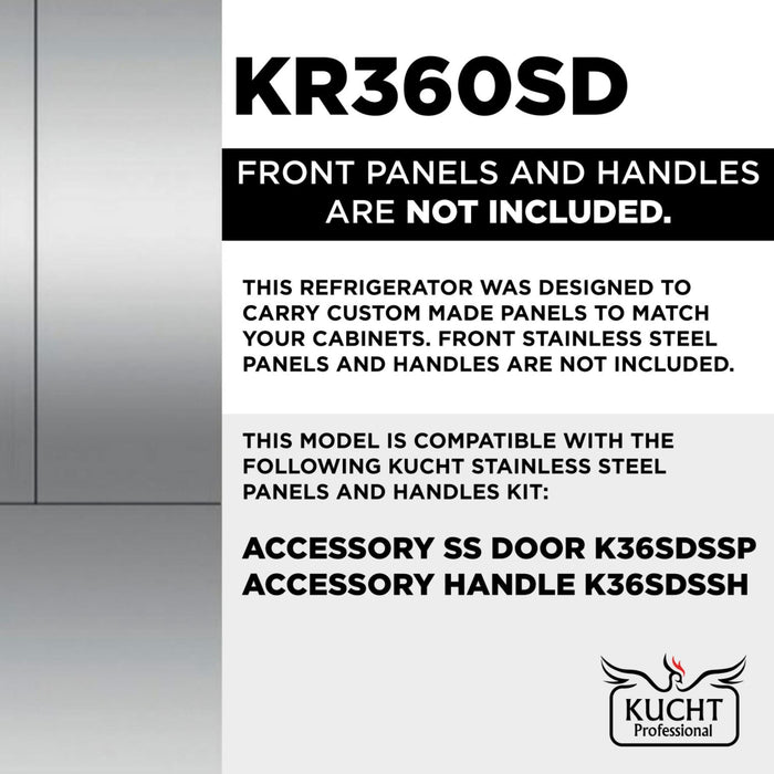 Kucht KR360SD Counter-Depth Panel-Ready Single Door Refrigerator in Stainless Steel
