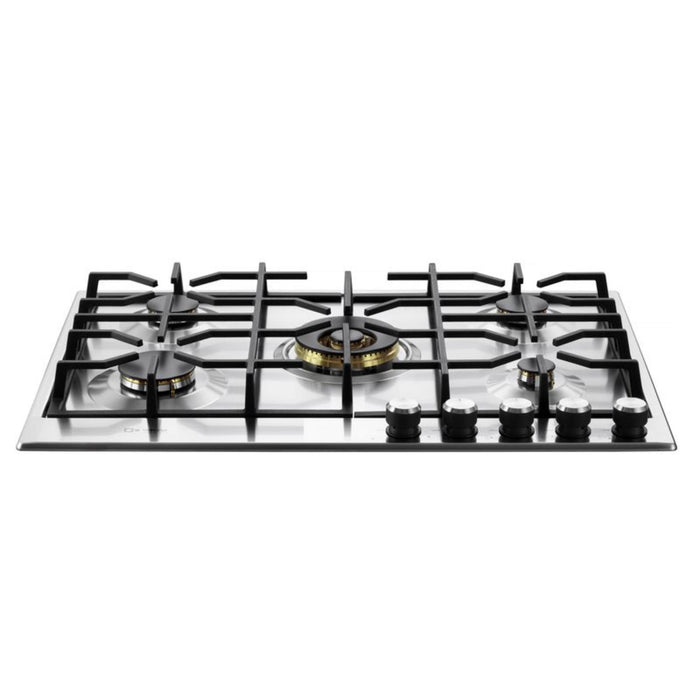 Verona 24-Inch Designer Series Stainless Steel Gas Cooktop with 4 Brass Burners, Continuous Grates and Flame Failure Safety Device