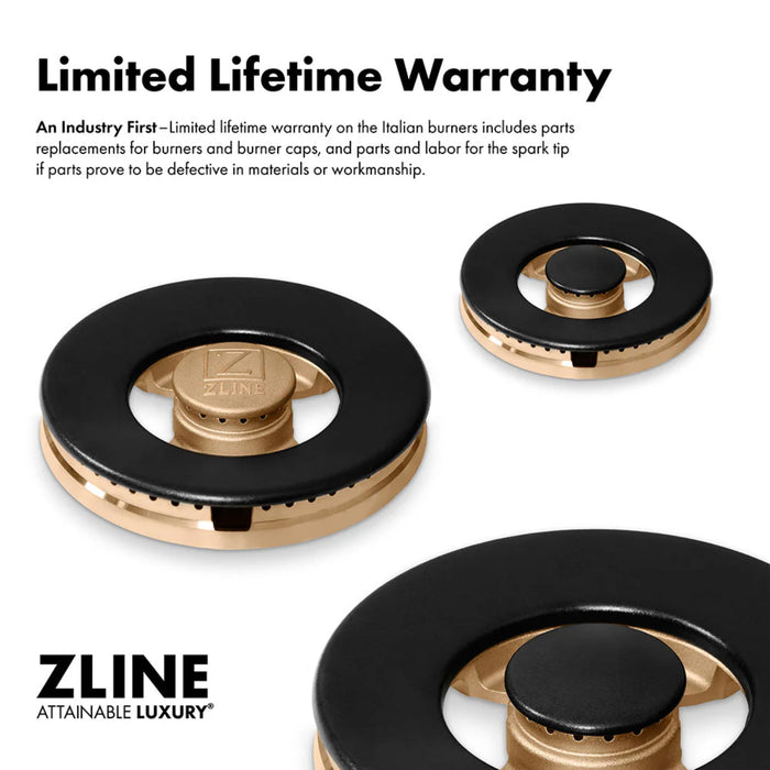 ZLINE Autograph Edition 48" & 36" Paramount Gas Ranges with 6 and 8 Burner DuoPro™ Cooktop and Convection Gas Oven with Black Matte Door Polished Gold or Champagne Bronze Accents