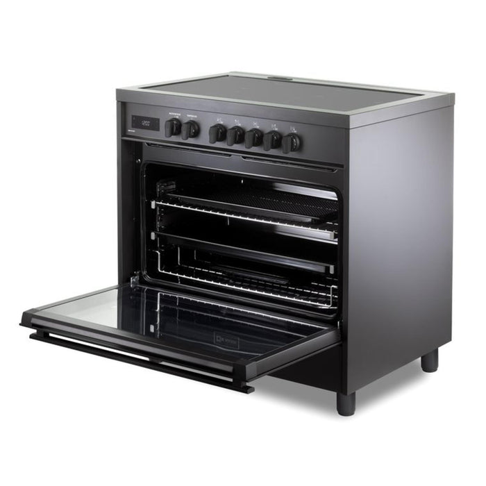 Verona Ultima Midnight 36-Inch Freestanding Full Black Induction Range With 5 EGO Burners, 5.0 Cu. Ft. European Convection Oven High Performance Italian Design