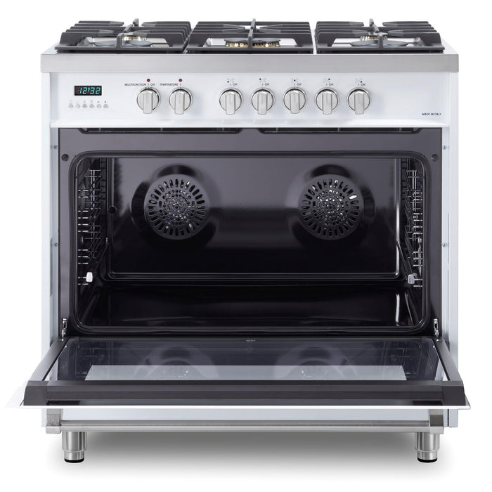 Verona 36-Inch 5.0 Cu. Ft. Colored Designer Series Dual Fuel Range with Five Sealed Burners and True European Convection Oven